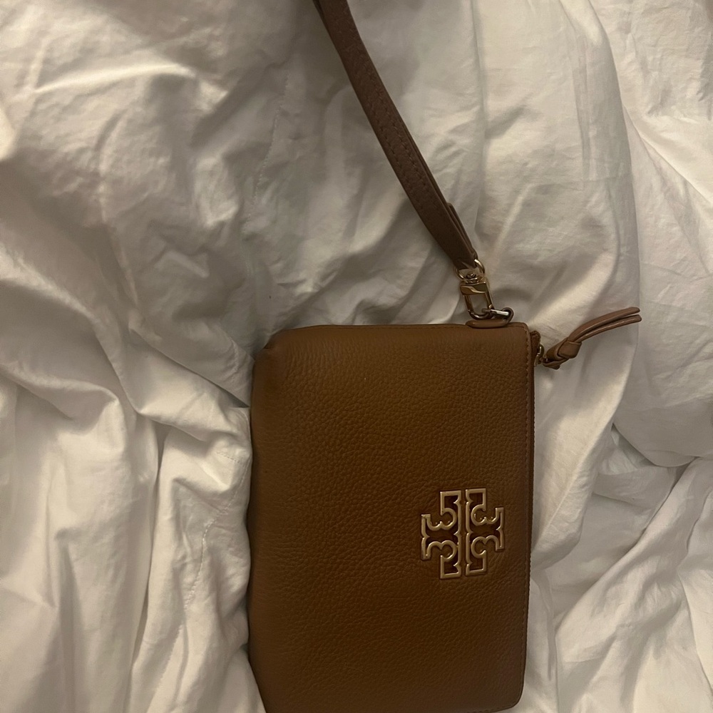 Tory Burch Brown Leather Zip Wristlet